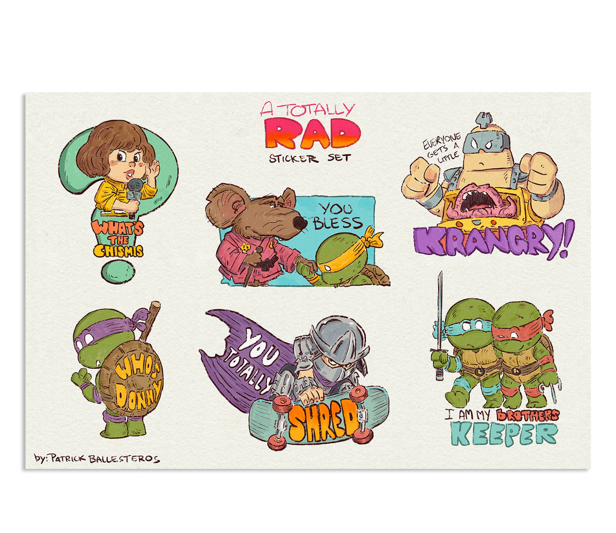 TOTALLY RAD-Sticker Set – Patrick Ballesteros Art